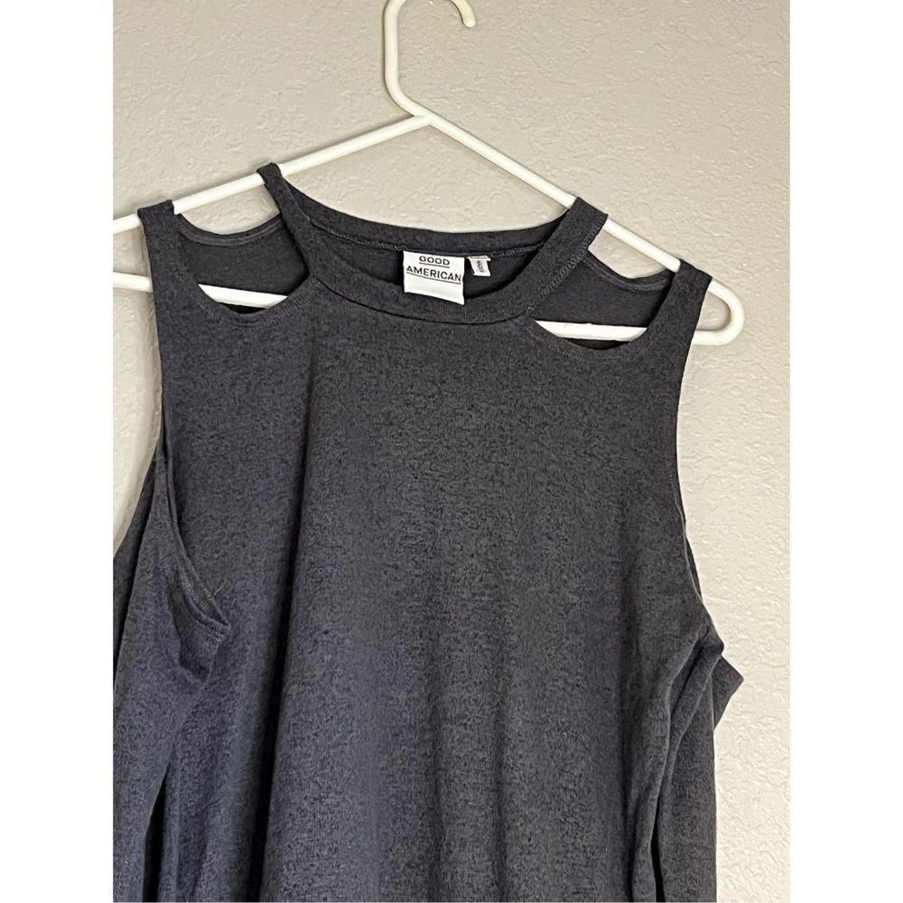 Good American cold shoulder charcoal sweater 0 - Picture 3 of 5